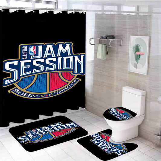 All Star Jam Session Black 4Pcs Bathroom Set Shower Curtain