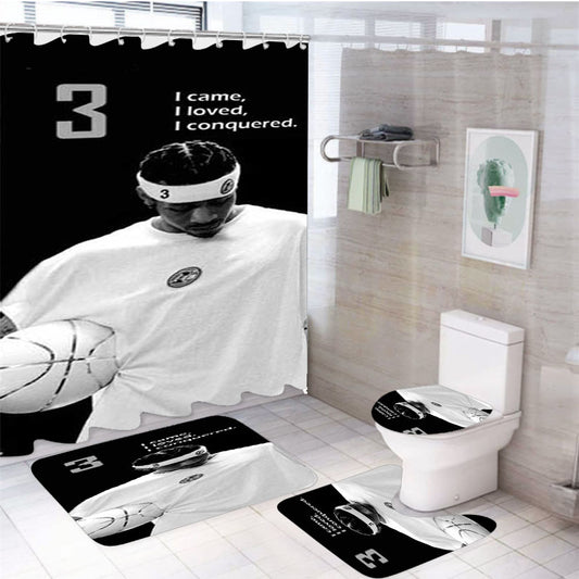 Allen Iverson Hi Contrast 4Pcs Bathroom Set Shower Curtain
