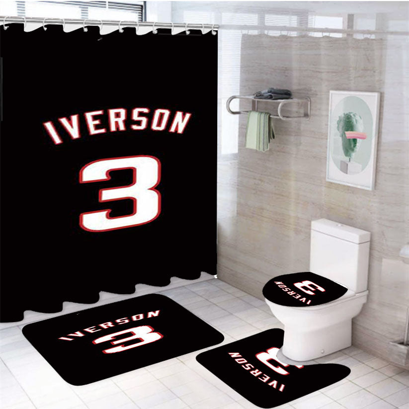 Allen Iverson Jersey 4Pcs Bathroom Set Shower Curtain