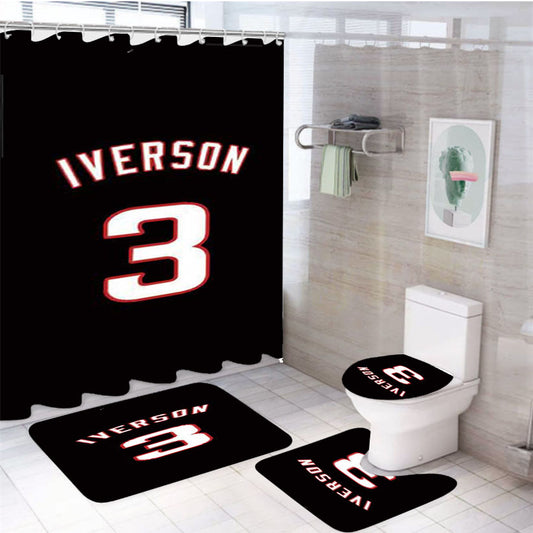 Allen Iverson Jersey 4Pcs Bathroom Set Shower Curtain