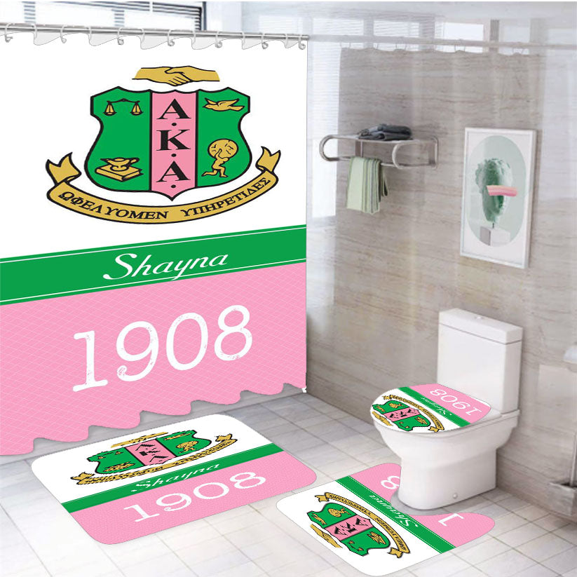 Alpha Kappa Alpha 1908 4Pcs Bathroom Set Shower Curtain