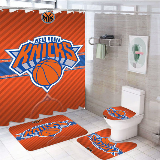 Amazing New York Knicks Basketball Team 4Pcs Bathroom Set Shower Curtain