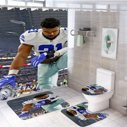 American Football Ezekiel Elliott 4Pcs Bathroom Set Shower Curtain