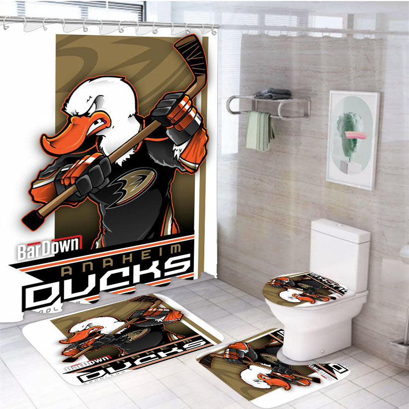 Anaheim Ducks Hockey 4Pcs Bathroom Set Shower Curtain