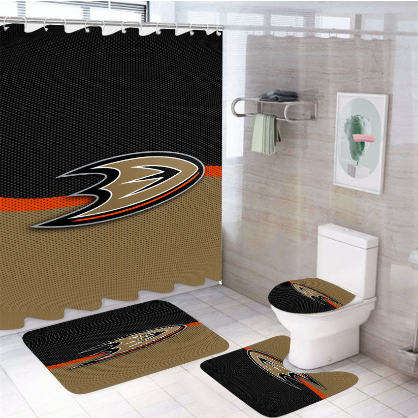 Anaheim Ducks Logo Jersey 4Pcs Bathroom Set Shower Curtain