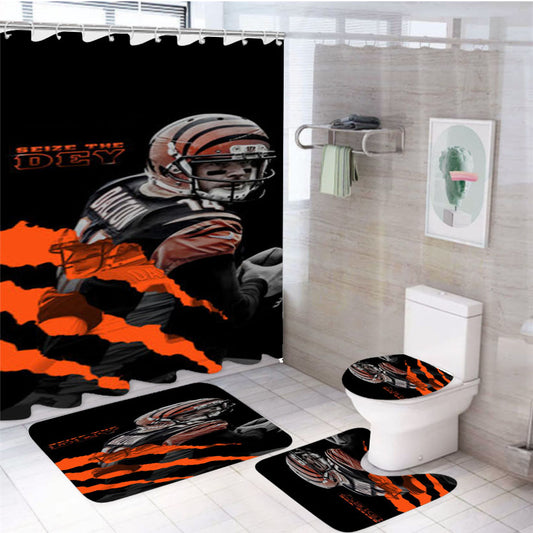 Andy Dalton Cincinnati Bengals 4Pcs Bathroom Set Shower Curtain
