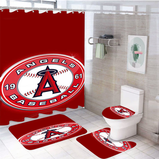 Angeles Basenball Anehim 4Pcs Bathroom Set Shower Curtain