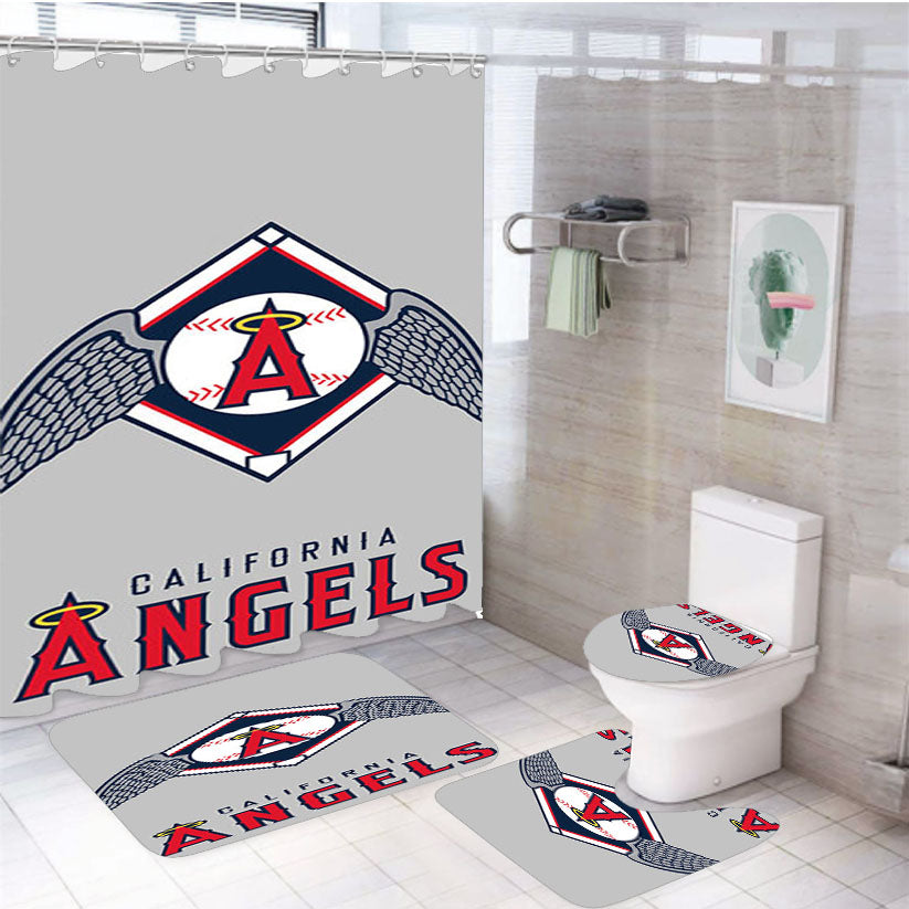 Angels California 4Pcs Bathroom Set Shower Curtain