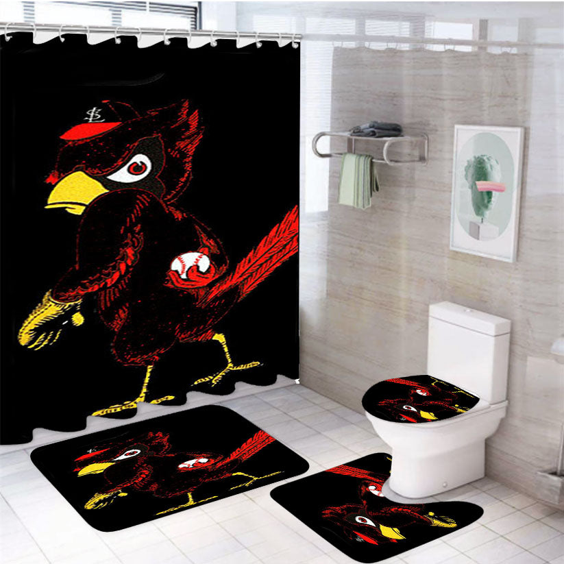 Angry Cardinal 4Pcs Bathroom Set Shower Curtain