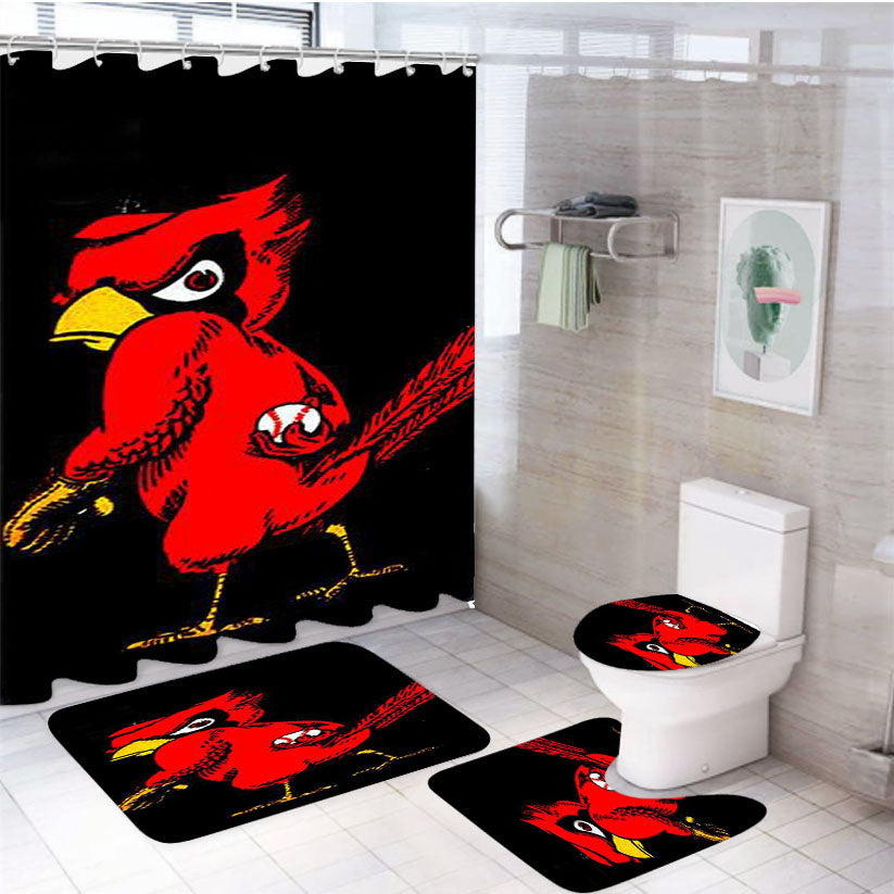 Angry Cardinal 8 4Pcs Bathroom Set Shower Curtain