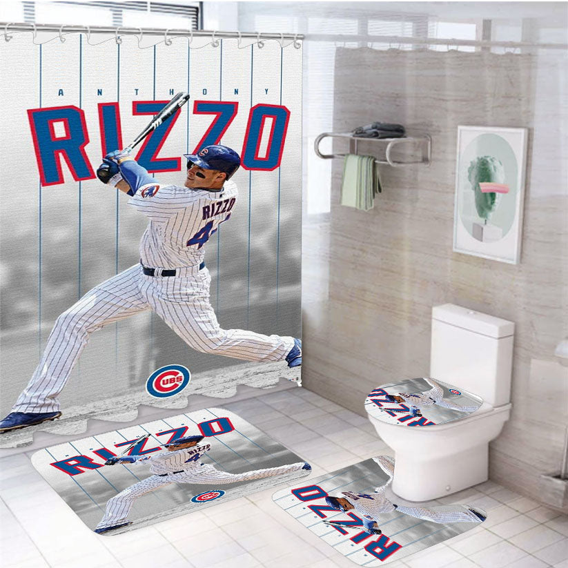 Anthony Rizzo Chicago Cubs Baseball 4Pcs Bathroom Set Shower Curtain
