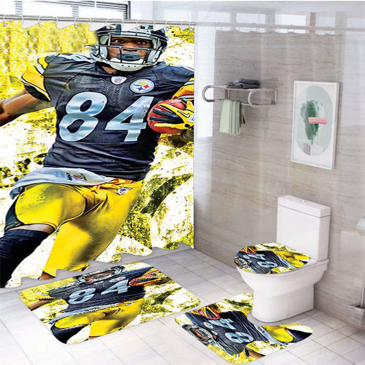 Antonio Brown Pittsburgh Steelers 4Pcs Bathroom Set Shower Curtain