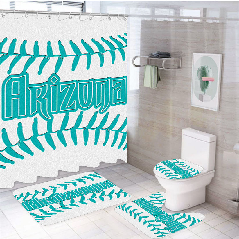 Arizona Blue White 4Pcs Bathroom Set Shower Curtain