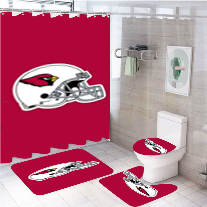 Arizona Cardinal Helmet 4Pcs Bathroom Set Shower Curtain