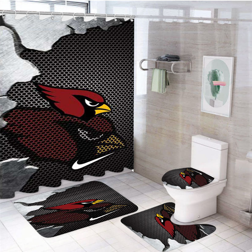 Arizona Cardinals Broken Mesh 4Pcs Bathroom Set Shower Curtain
