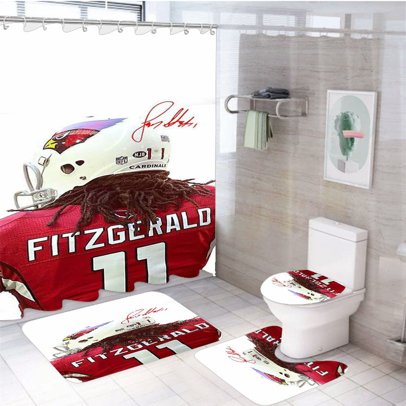 Arizona Cardinals Larry Fitzgerald 4Pcs Bathroom Set Shower Curtain