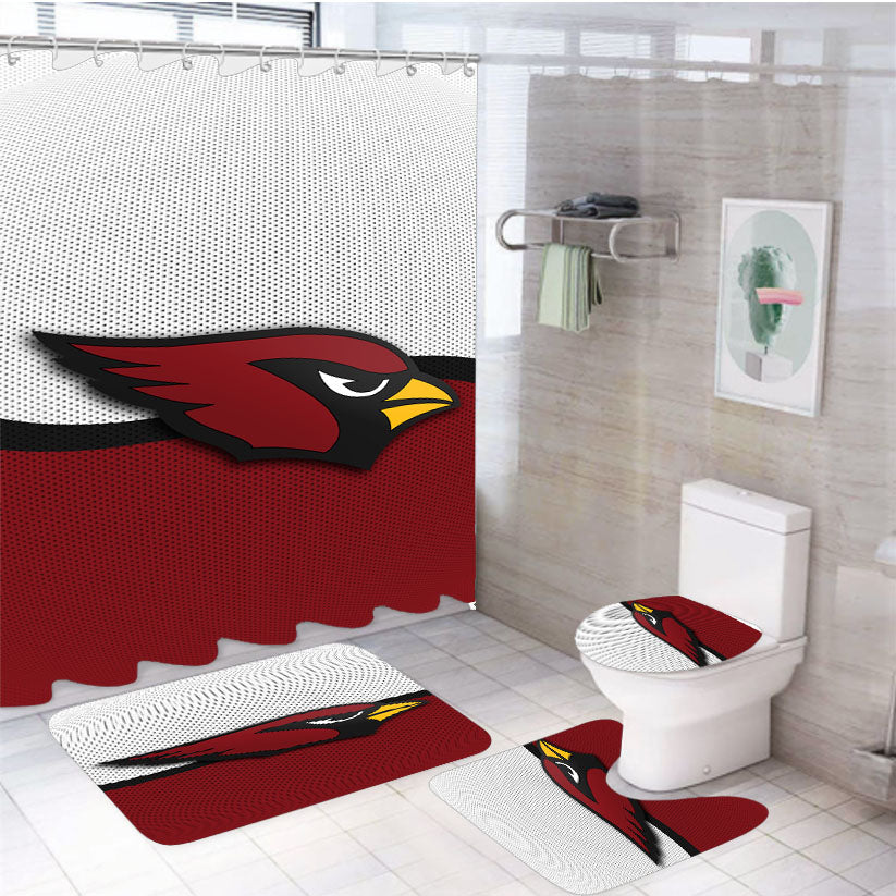 Arizona Cardinals Logo Jersey 4Pcs Bathroom Set Shower Curtain