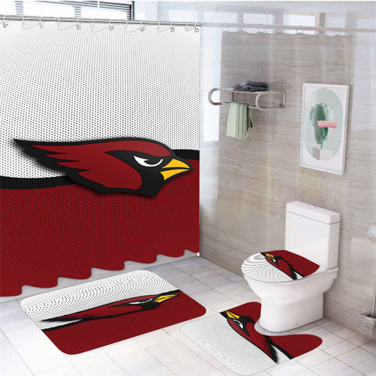 Arizona Cardinals Logo Jersey 4Pcs Bathroom Set Shower Curtain