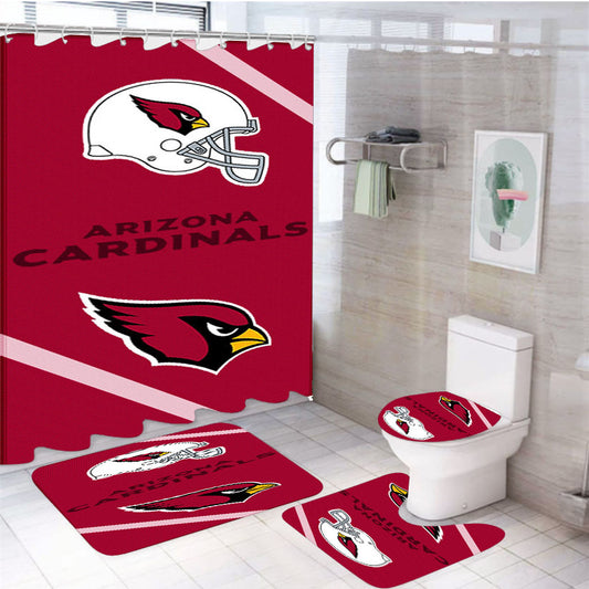 Arizona Cardinals Wallpaper 4Pcs Bathroom Set Shower Curtain