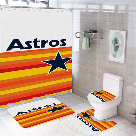 Astros Baseball Logo 4Pcs Bathroom Set Shower Curtain
