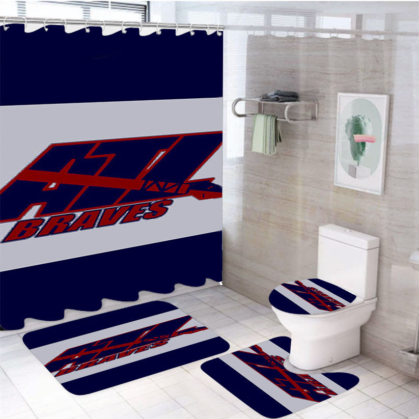 Ati Braves 4Pcs Bathroom Set Shower Curtain