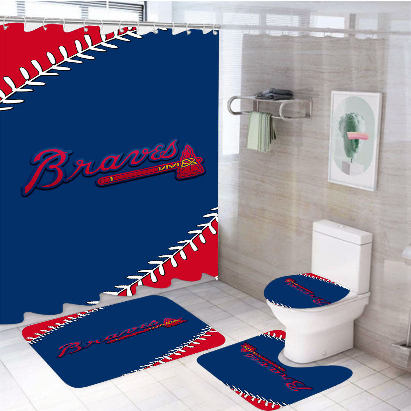 Atlanta Braves 04 4Pcs Bathroom Set Shower Curtain