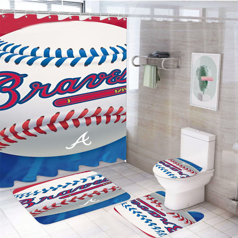 Atlanta Braves A 4Pcs Bathroom Set Shower Curtain