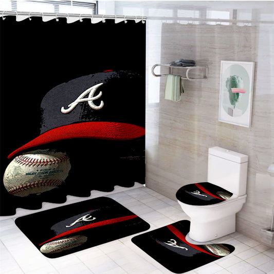 Atlanta Braves Photograp 4Pcs Bathroom Set Shower Curtain