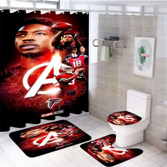Atlanta Falcons Calvin Ridley 4Pcs Bathroom Set Shower Curtain