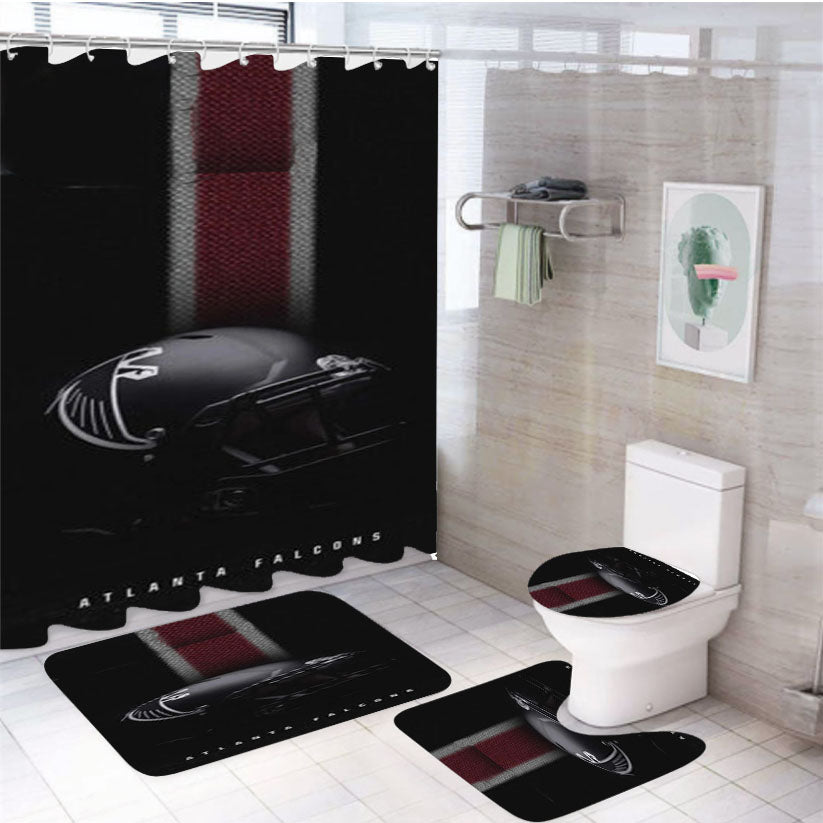 Atlanta Falcons Helmet 4Pcs Bathroom Set Shower Curtain