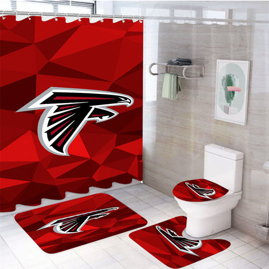 Atlanta Falcons Helmet Logo Pearl 4Pcs Bathroom Set Shower Curtain