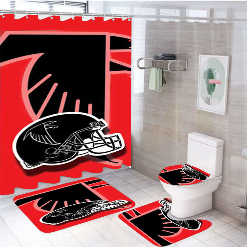 Atlanta Falcons Helmet Overlap 4Pcs Bathroom Set Shower Curtain