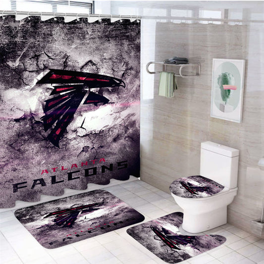 Atlanta Falcons Nfl Logo 4Pcs Bathroom Set Shower Curtain
