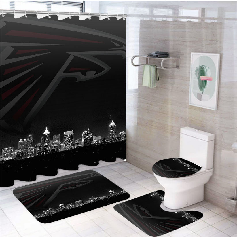Atlanta Falcons Night City 4Pcs Bathroom Set Shower Curtain