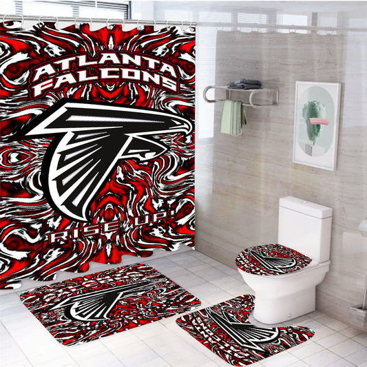 Atlanta Falcons Rise Up Logo Art 4Pcs Bathroom Set Shower Curtain