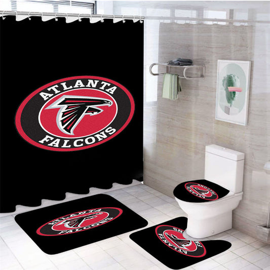 Atlanta Falcons Roundel Mat 4Pcs Bathroom Set Shower Curtain