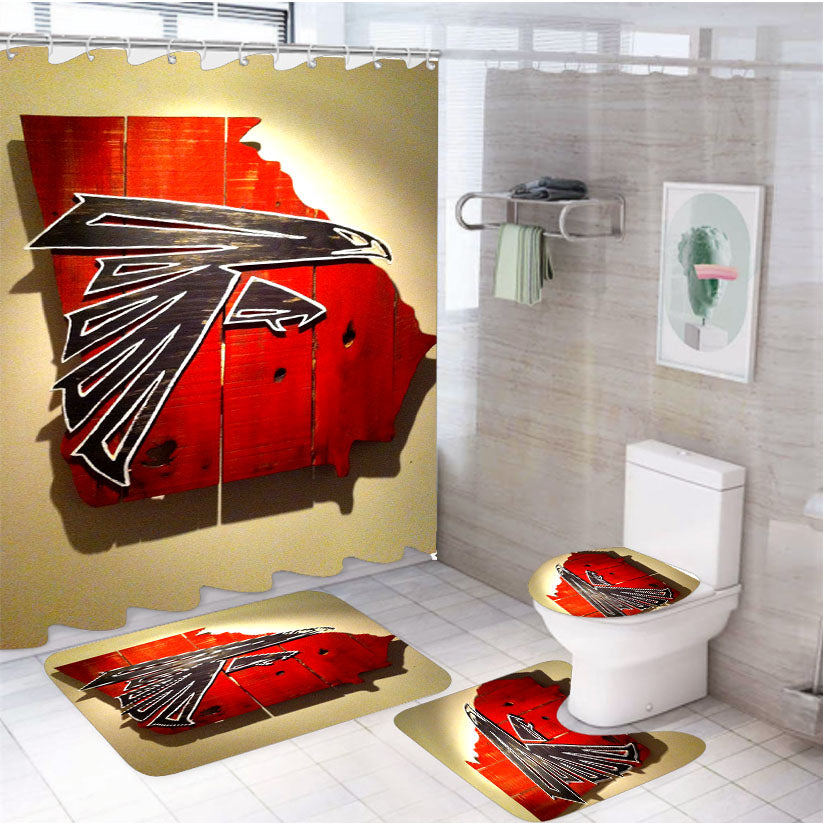 Atlanta Falcons Wall Art 3D 4Pcs Bathroom Set Shower Curtain
