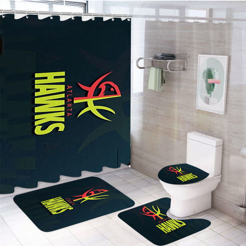 Atlanta Hawks 4Pcs Bathroom Set Shower Curtain