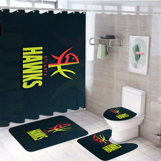 Atlanta Hawks 4Pcs Bathroom Set Shower Curtain
