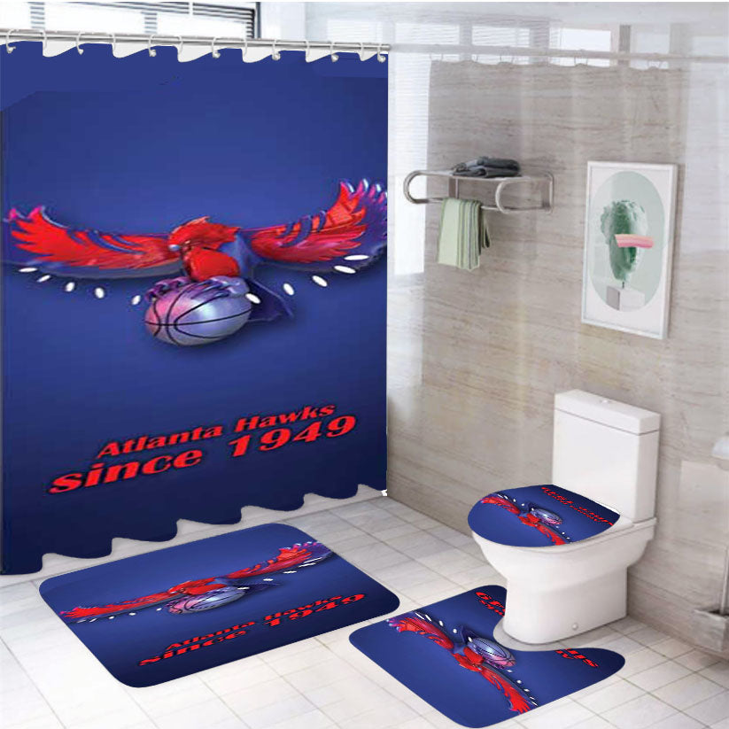 Atlanta Hawks Blue Fade 4Pcs Bathroom Set Shower Curtain