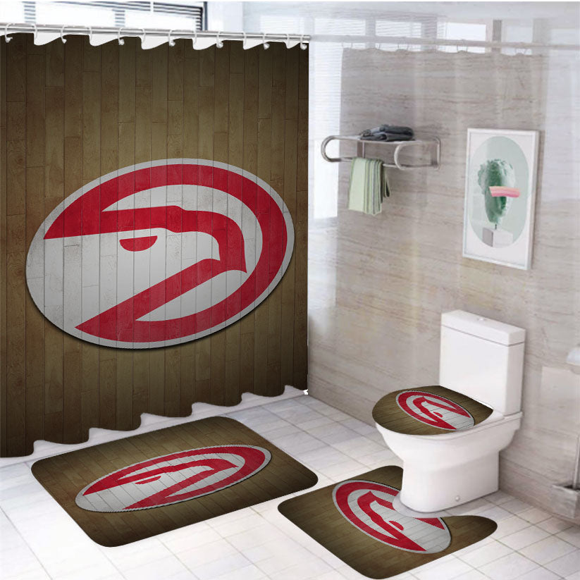 Atlanta Hawks Hardwood 4Pcs Bathroom Set Shower Curtain