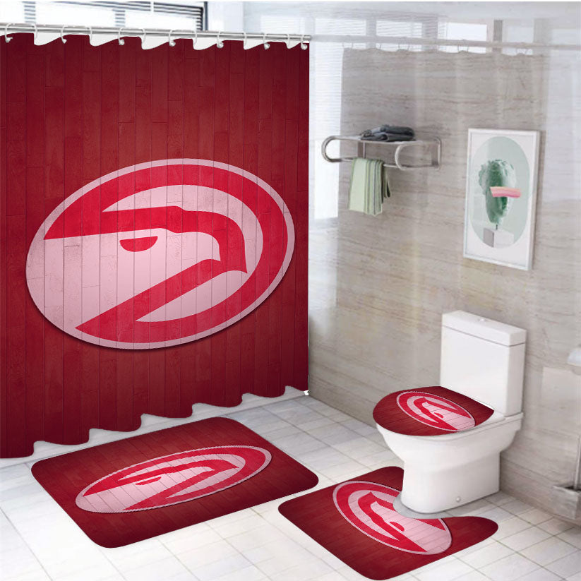 Atlanta Hawks Hardwood 2 4Pcs Bathroom Set Shower Curtain