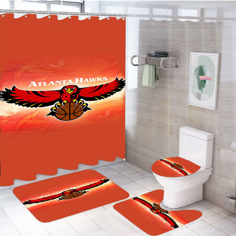 Atlanta Hawks Pettern 4Pcs Bathroom Set Shower Curtain