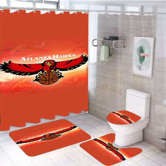 Atlanta Hawks Pettern 4Pcs Bathroom Set Shower Curtain