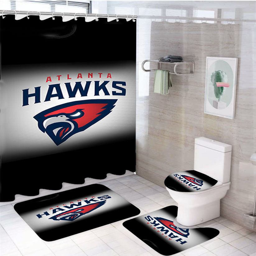 Atlanta Hawks Presentation 4Pcs Bathroom Set Shower Curtain