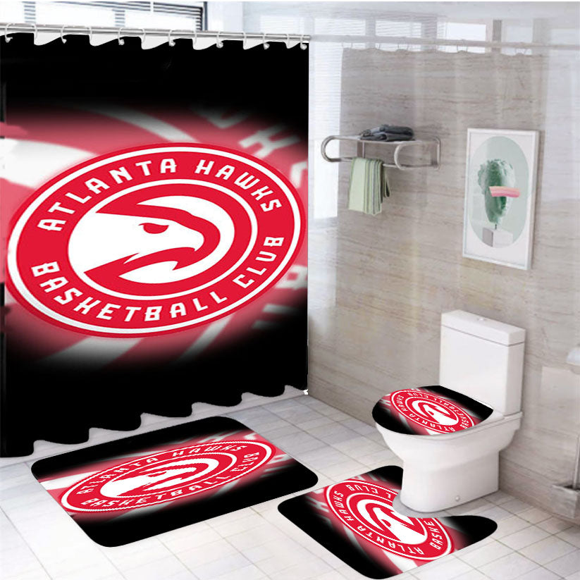 Atlanta Hawks Priary Logo 4Pcs Bathroom Set Shower Curtain
