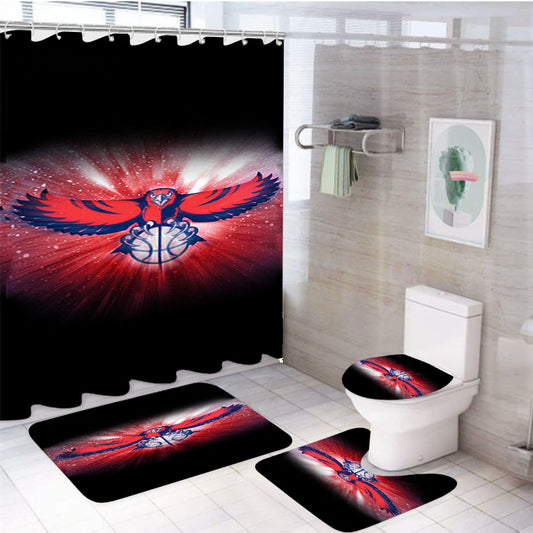 Atlanta Hawks Red Cool 4Pcs Bathroom Set Shower Curtain