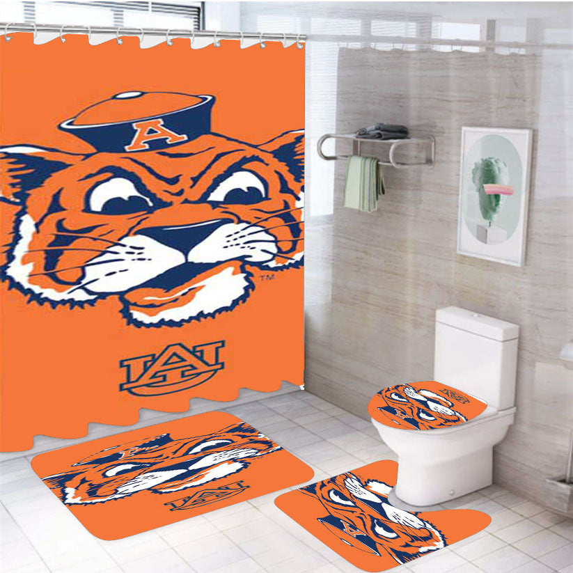 Auburn Tigers Face 4Pcs Bathroom Set Shower Curtain