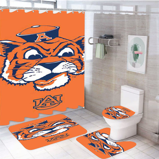 Auburn Tigers Face 4Pcs Bathroom Set Shower Curtain