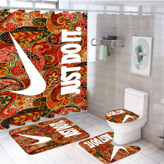 Autumn Paisley Pattern Nike Just Do It 4Pcs Bathroom Set Shower Curtain